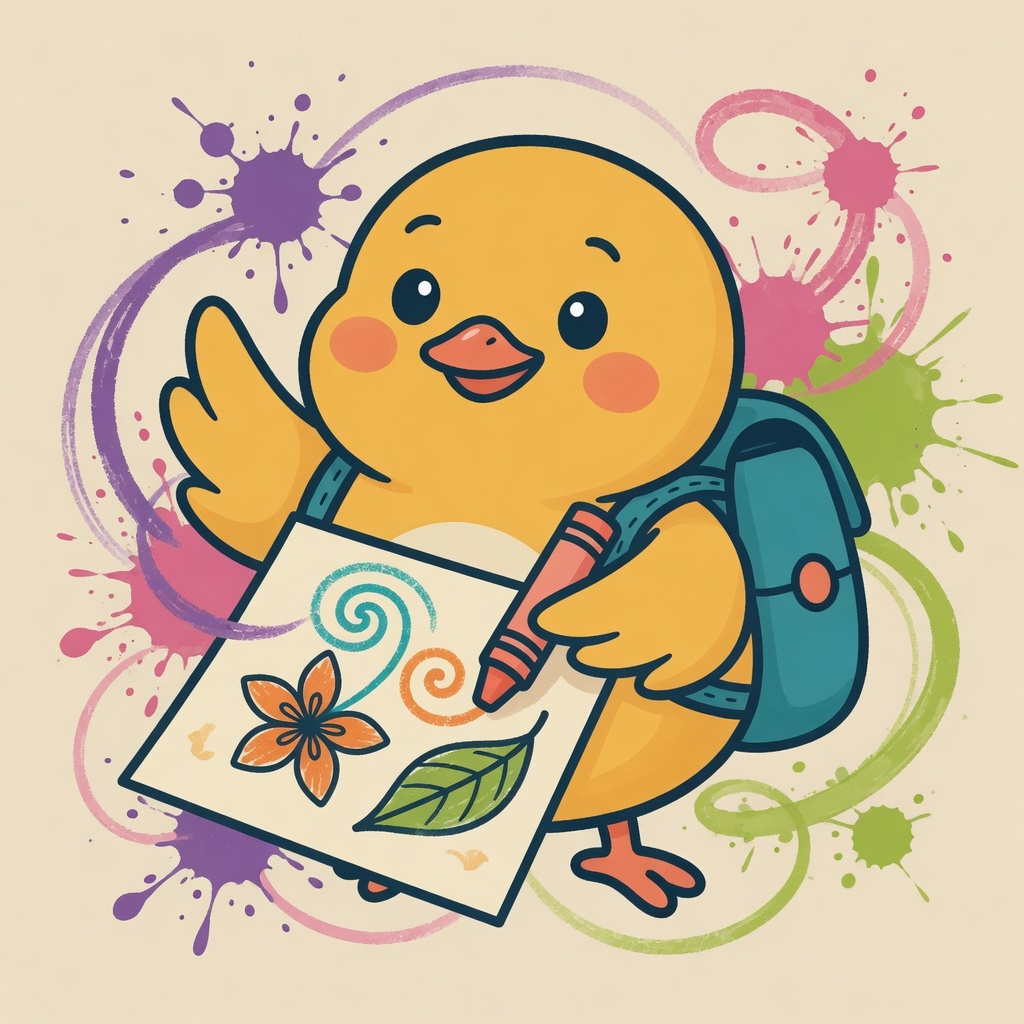 Pip drawing a flower